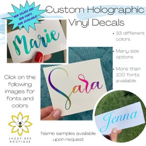 Decalcomania olografica in vinile con nome personalizzato - Decalcomania in vinile, decalcomania in vinile personalizzata, decalcomania con il tuo nome, personalizza la tua decalcomania, decalcomania per tumbler.