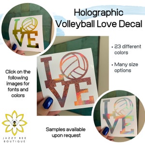 Holografische Volleybal Love Vinyl Sticker - Volleybal sticker, Sports Love vinyl sticker, auto sticker, laptop sticker, holografische sticker, Volleybal