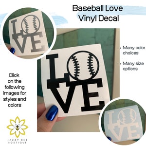 Baseball Love Vinyl Decal - Laptop decal, Vinyl decal, Car vinyl decal, Baseball decal, Decal, Baseball, Car decal, Bumper sticker
