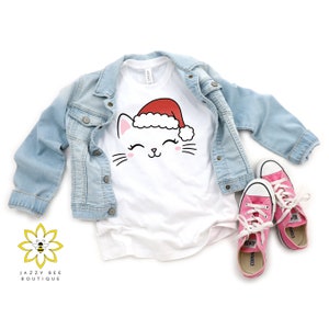 Santa Kitty Christmas shirt, Christmas shirt, Cat shirt, Holiday shirt for kids, Christmas graphic tee, Santa Cat tee, kids gift, Christmas