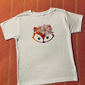 Cute Fox shirt, Toddler shirt, Kids shirt, Youth shirt, metallic design floral fox shirt, Girl's shirt, Floral fox tee, cute gift for kids image 3