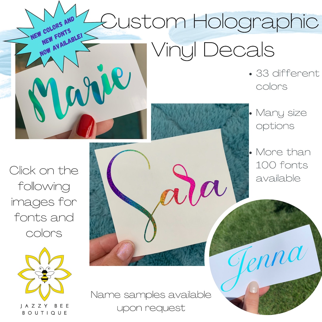 Holographic Custom Name Vinyl Decal - Vinyl Decal, Personalized Vinyl ...