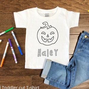 Custom Halloween coloring shirt, Color your own shirt, Personalized coloring shirt, Jack-o-Lantern tee, Halloween shirt, Jack-O-Lantern tee