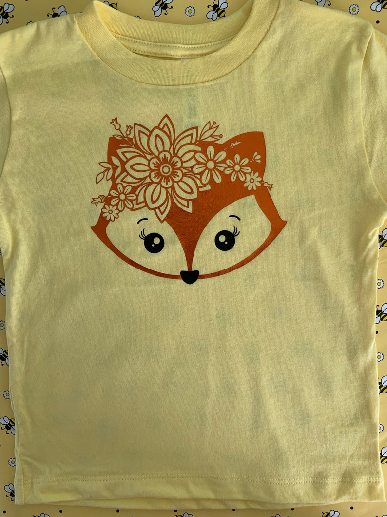 Cute Fox shirt, Toddler shirt, Kids shirt, Youth shirt, metallic design floral fox shirt, Girl's shirt, Floral fox tee, cute gift for kids image 5