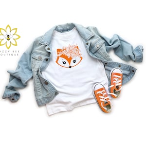 Cute Fox shirt, Toddler shirt, Kids shirt, Youth shirt, metallic design floral fox shirt, Girl's shirt, Floral fox tee, cute gift for kids image 1