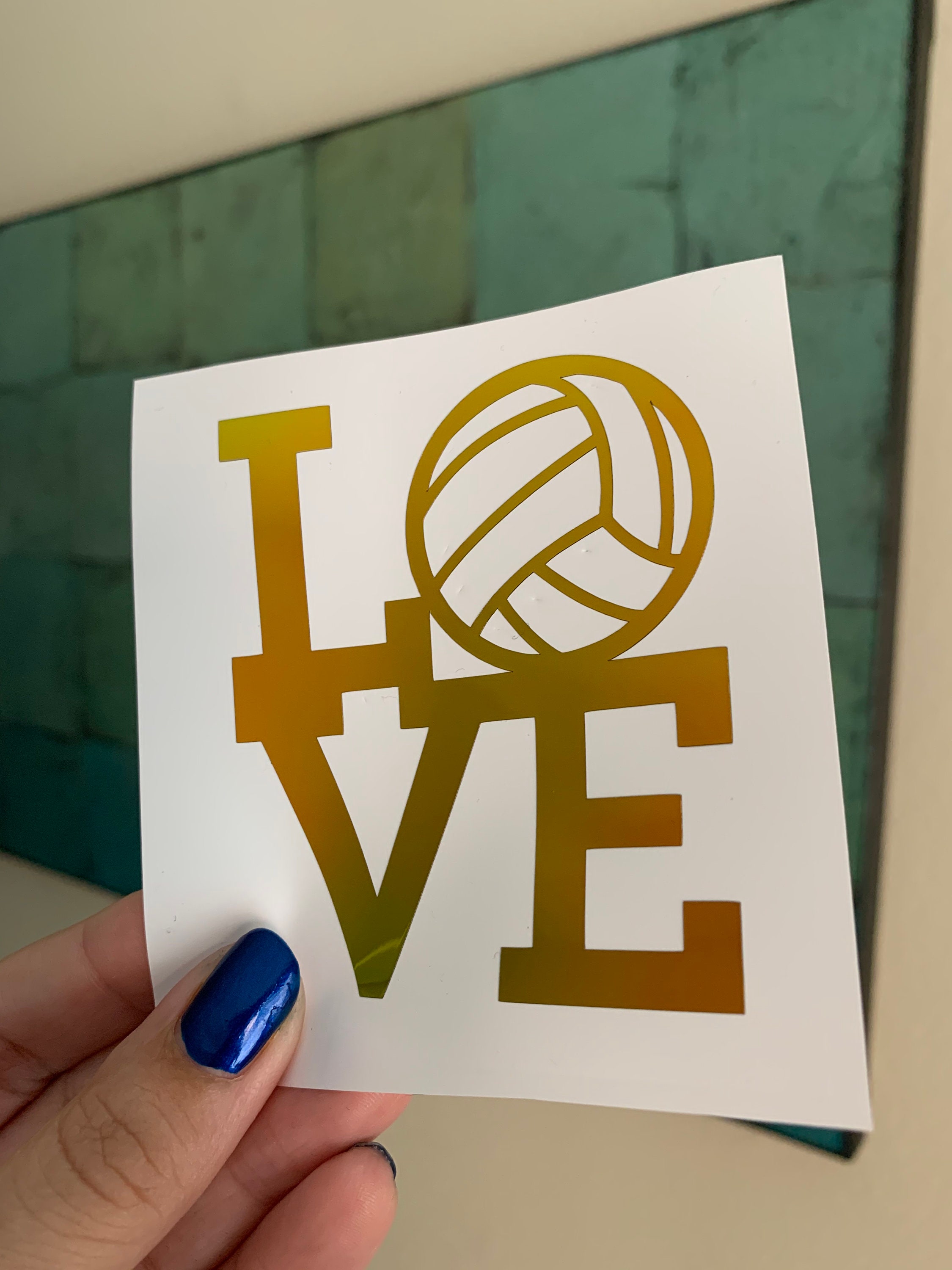 Holographic Volleyball Love Vinyl Decal Volleyball decal | Etsy