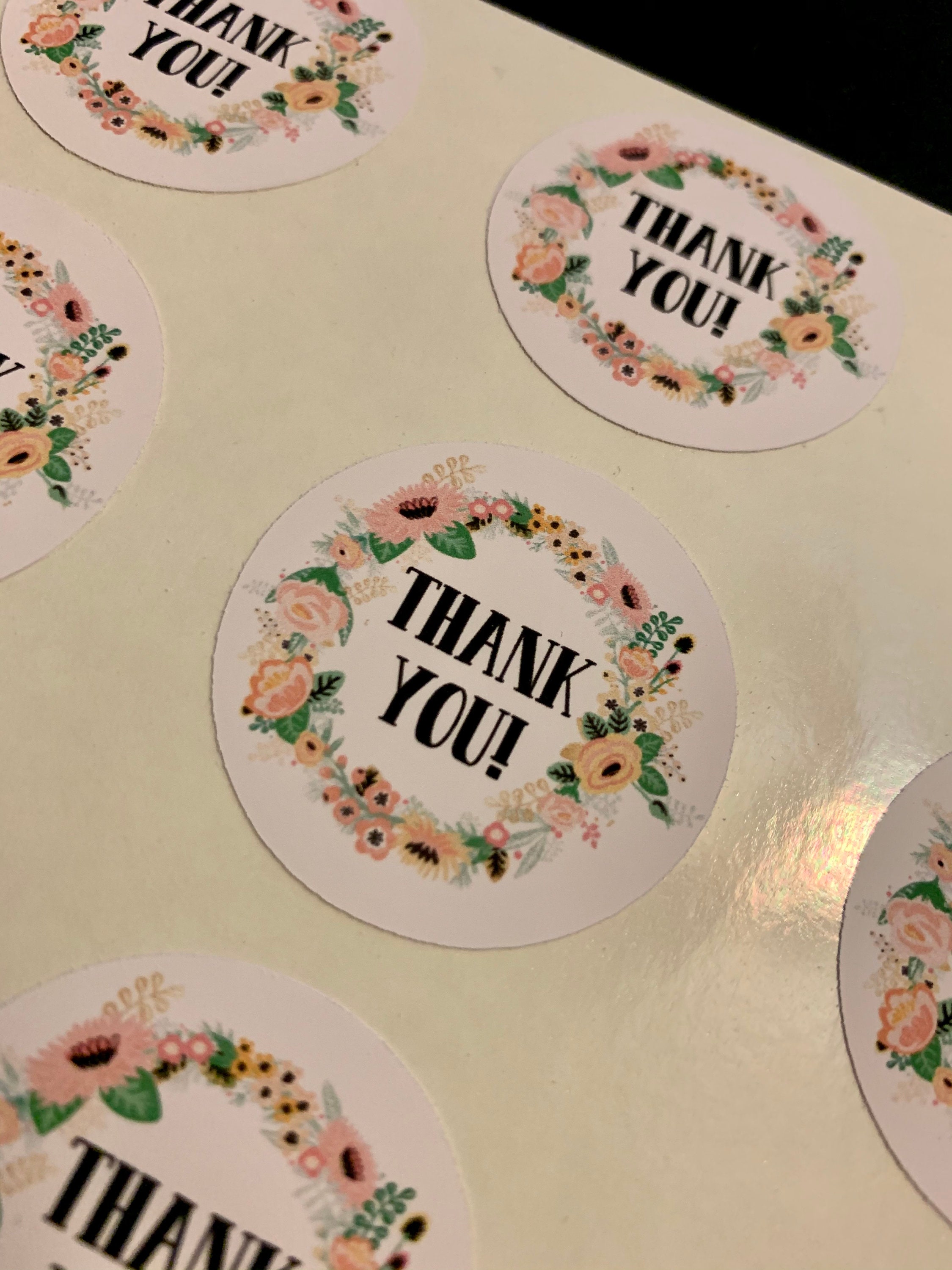Floral Matte Thank You Stickers, Flower Thank You Stickers, Thank You ...
