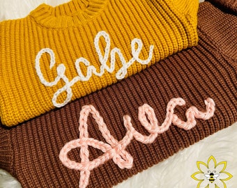 Personalized Hand Embroidered sweater, Personalized name baby sweater, Hand Embroidered toddler name sweater, Hand Embroidered kids sweater