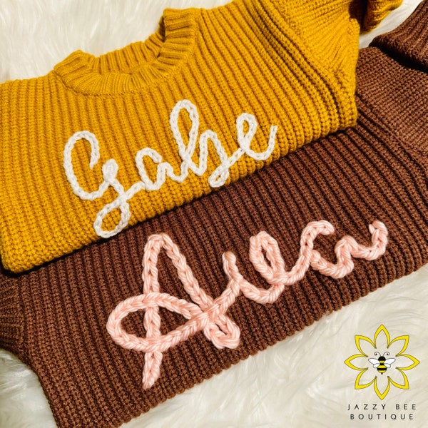 Personalized Hand Embroidered sweater, Personalized name baby sweater, Hand Embroidered toddler name sweater, Hand Embroidered kids sweater