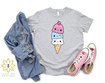 Camiseta de helado para niños, camiseta para niños pequeños, camiseta para niños, camiseta para jóvenes, camiseta de cono de helado, camiseta para niñas, camiseta para niños, camiseta de helado, camiseta de verano