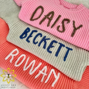 Personalized Hand Embroidered sweater, Custom name baby sweater, Hand Embroidered toddler name sweater, Hand Embroidered kids name sweater