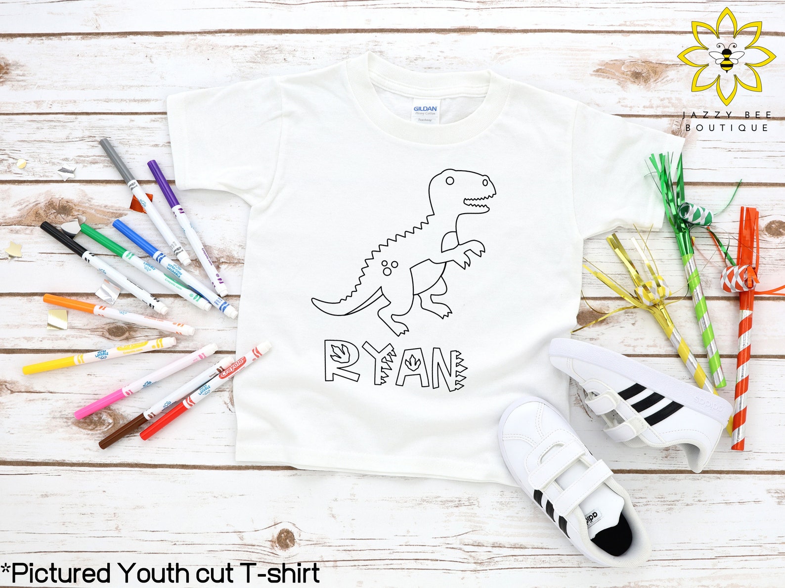 Custom Personalized Dinosaur Coloring Shirt for Kids Color | Etsy