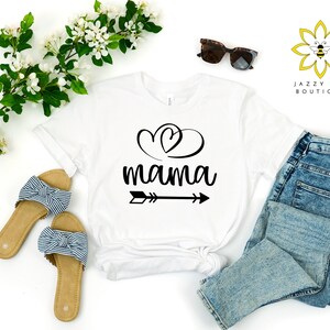 Mama shirt, Mama Tee, Mother's Day shirt, Gift for mom, Mom shirt, Mama Hearts shirt, For mom, Baby shower gift, Gift for new mom, move mom White