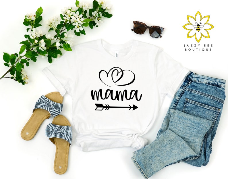 Mama shirt, Mama Tee, Mother's Day shirt, Gift for mom, Mom shirt, Mama Hearts shirt, For mom, Baby shower gift, Gift for new mom, move mom White