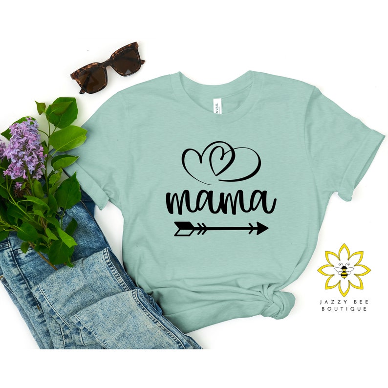 Mama shirt, Mama Tee, Mother's Day shirt, Gift for mom, Mom shirt, Mama Hearts shirt, For mom, Baby shower gift, Gift for new mom, move mom Heather dusty blue