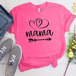 Mama shirt, Mama Tee, Mother's Day shirt, Gift for mom, Mom shirt, Mama Hearts shirt, For mom, Baby shower gift, Gift for new mom, move mom Charity pink