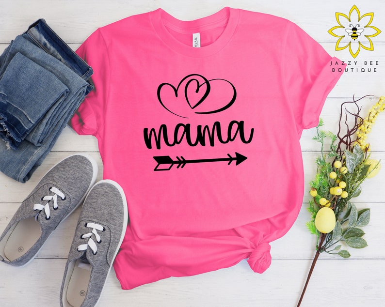 Mama shirt, Mama Tee, Mother's Day shirt, Gift for mom, Mom shirt, Mama Hearts shirt, For mom, Baby shower gift, Gift for new mom, move mom Charity pink