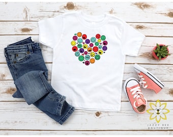 Camisa Kids Emoji Heart, Camisa para niños, Camisa Heart, Camisa Emoji, Camisa de San Valentín para niños, Camisa de niña, Camisa de niño, Camiseta unisex, Corazón