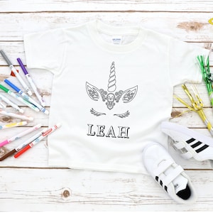 Custom Halloween Unicorn coloring shirt, Color your own shirt, Personalized coloring shirt, Unicorn tee, Halloween shirt, Halloween Unicorn