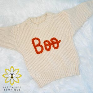 Maglione Boo Halloween ricamato a mano, maglione di Halloween, maglione per bambini, maglione per neonati ricamato a mano, maglioni Boo Halloween per bambini