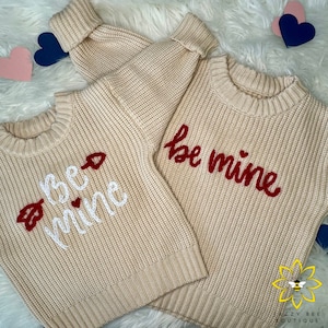 Handgestickter Valentinstag Pullover, Be Mine Baby Pullover, Handgestickter Kleinkind Pullover, Gestickter Kinder Pullover, Be Mine Pullover