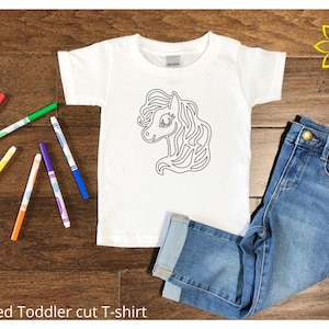 Custom Pony coloring shirt for kids, Color your own shirt, Fun Kids coloring shirt, Little Pony shirt, Horse tee for kids, Horse tee