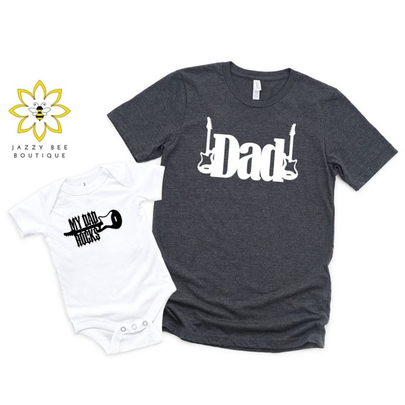 Rock dad Dad & baby set Father's day gift Gift for Dad Baby shower gift Daddy and baby shirts My Dad Rocks shirt and baby bodysuit