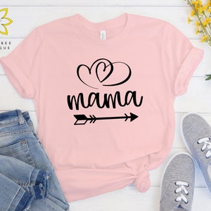 Mama shirt, Mama Tee, Mother's Day shirt, Gift for mom, Mom shirt, Mama Hearts shirt, For mom, Baby shower gift, Gift for new mom, move mom Light pink