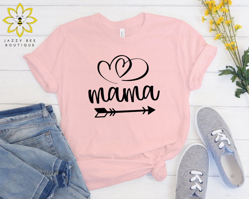 Mama shirt, Mama Tee, Mother's Day shirt, Gift for mom, Mom shirt, Mama Hearts shirt, For mom, Baby shower gift, Gift for new mom, move mom Light pink