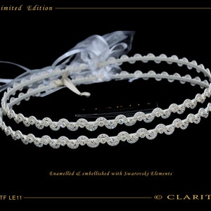 Elegant Greek Orthodox Wedding Crowns Including Crown Case Adorned with SWAROVSKI CRYSTALLIZED™, your Fairytail Stefana, Code LE11
