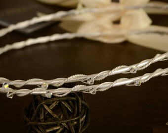 Chic Stefana Silver Plated with SWAROVSKI CRYSTALLIZED™ & Stefanothiki, Greek Orthodox Wedding Crowns, Crown Case, Στέφανα Γάμου Code 268