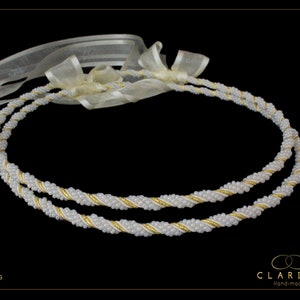 Glass Pearls Stefana Crowns for your Greek Orthodox Wedding Including Crown Case, Code 327G