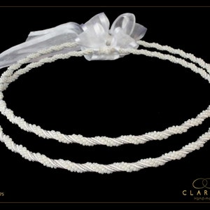 Glass Pearls Stefana Crowns for your Greek Orthodox Wedding Including Crown Case, Code 327S