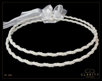 Glass Pearls Stefana Crowns for your Greek Orthodox Wedding Including Crown Case, Code 327S