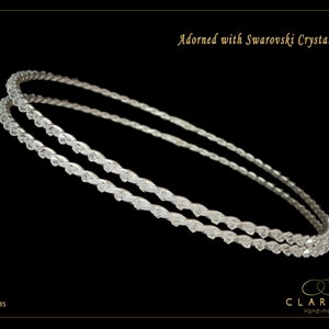 Elegante geflochtene Stefana, mit Swarovski Kristallen versehen, inklusive Stefanothiki für Ihre Hochzeitskronen Code 418S
