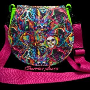 Horror purse, neon horror purse, horror bag, crossbody bag, crossbody purse, horror lover, horror gift, spooky bag, neon purse