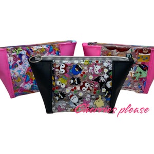 clear cosmetic bag, sanrio bag, my pony bag, munch bag,  travel bag, 80’s cartoon, gift for her. Clear stadium bag, concert bag,