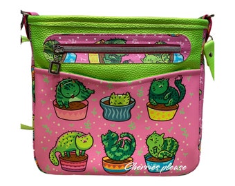 Cat purse, catcus, cactus cat, catcus bag, cat bag, cat lover gift, gift for her, crossbody bag, crossbody purse, cactus purse, cactus gift