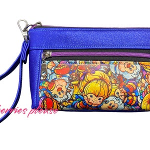 Devon wristlet , rainbow girl purse, small cell phone bag, gift for her, 80s fashion, 80s cartoon, rainbow bag image 3