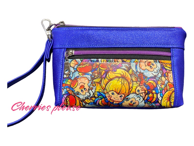 Devon wristlet , rainbow girl purse, small cell phone bag, gift for her, 80s fashion, 80s cartoon, rainbow bag image 3