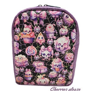 Gothic mav pack, horror backpack, horror handbag, horror gift, goth girl, gothic bag, gothic accessories, sling bag, glitter mini back zdjęcie 1