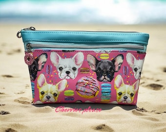 Französische Bulldogge Make-up Tasche, Frenchie Geschenk, Französische Bulldogge, Französische Bulldogge Geschenk, frenchie Tasche, Französische Bulldogge, Macaron Geschenk, Donut Hund,