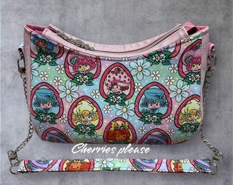 Borsa a forma di fragola, borsa a forma di ragazza fragola, borsa a tracolla, borsa anni '80, borsa a tracolla, cartone animato anni '80, regalo anni '80