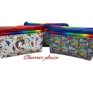 Rainbow girl makeup bag, zippered pouch, 2 compartment makeup bag, brite bag, zipper bag, rainbow purse, rainbow gift
