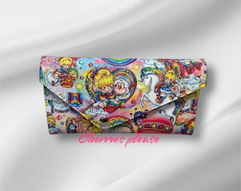 Regenbogen Brieftasche, 6 Kartenfächer, Regenbogen Mädchen Accessoires, Brieftasche, Brieftasche, 80er Jahre Brieftasche, Geschenk für sie, Regenbogen