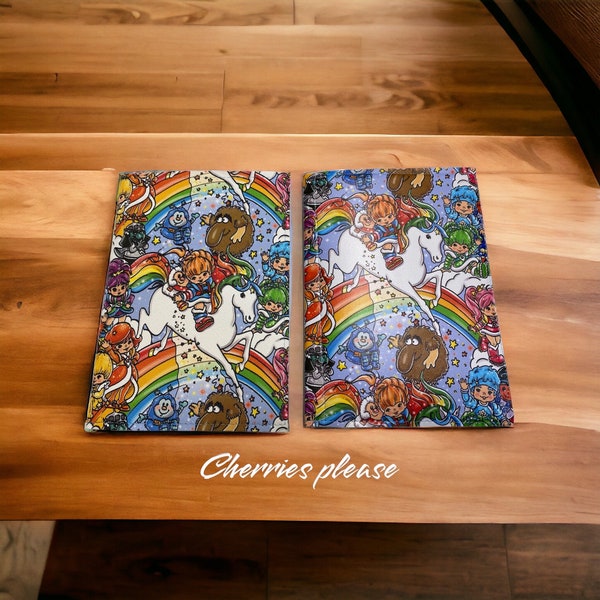 Vintage rainbow girl and kids notebook, refillable notebook,