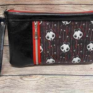Wednesday inspired zippy clutch wristlet adams  cell phone purse, vacation travel  bag