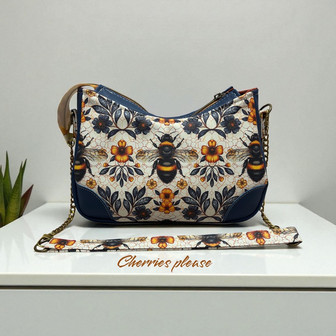 Bee Purse , Honey Bee Bag , Floral Bag, Shoulder Bag, Crossbody Bag ...