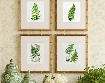 Grandmillenial Decor Botanical Print Set of 4 Fern Leaves Wall Art Decor for Living Room Dining Room Entryway or Bathroom