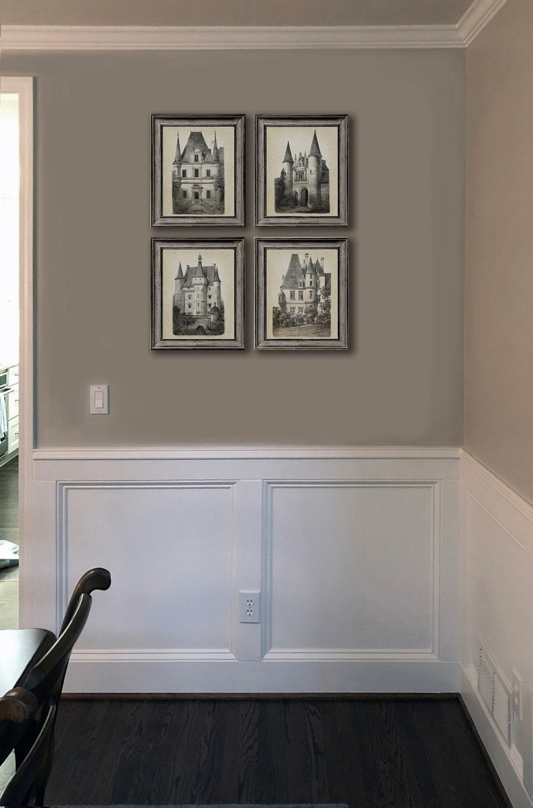 French Country Decor Wall Art Architectural Illustration Shabby Chic ...